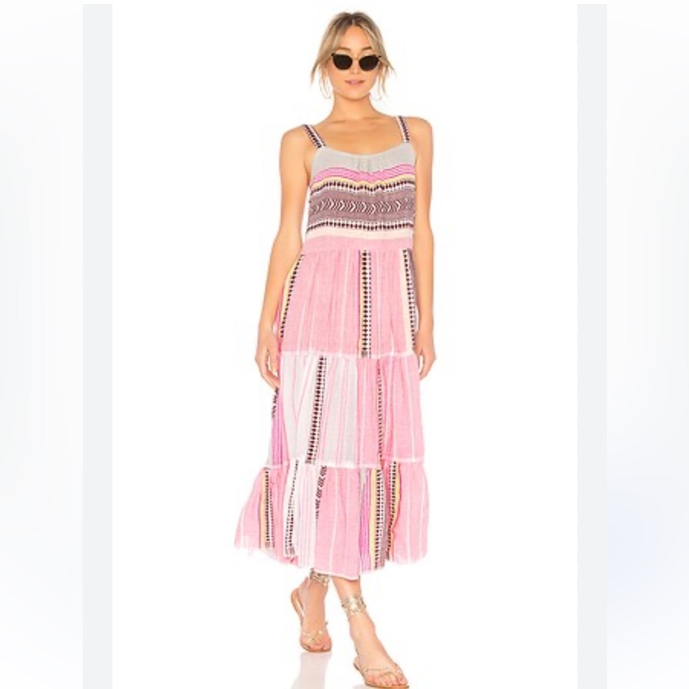 LemLem Neela Cascade Coverup Pink and Yellow Maxi Dress